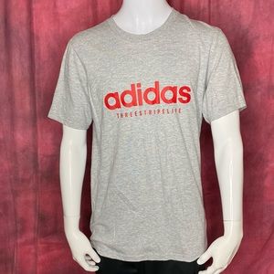 Grey SS Adidas red logo t-shirt